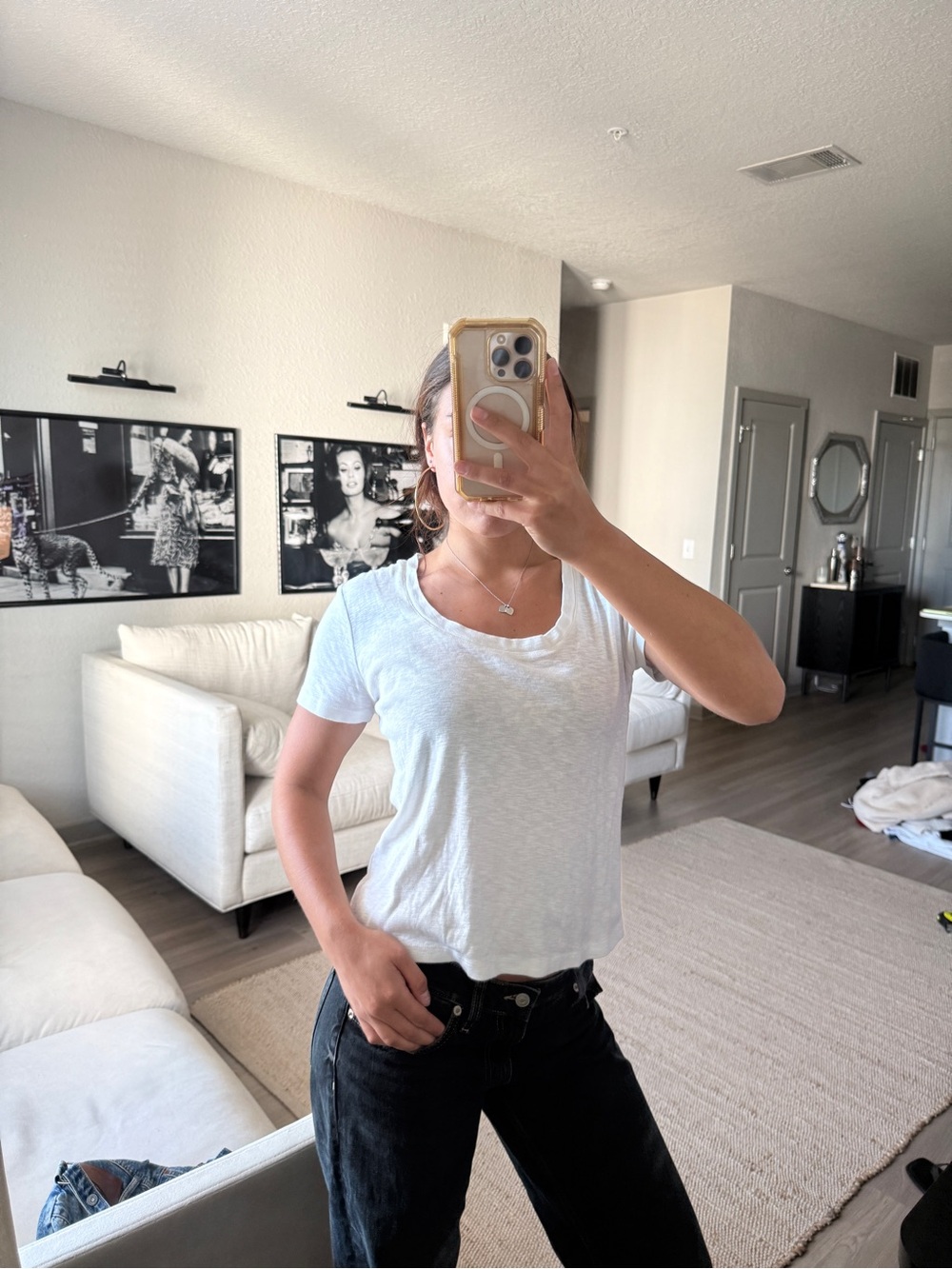 White Nic+Zoe Knit Rib Short Sleeve Crew Tee